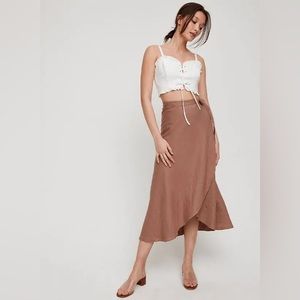 Wilfred Aritzia Eleta Linen Wrap Skirt | nutmeg